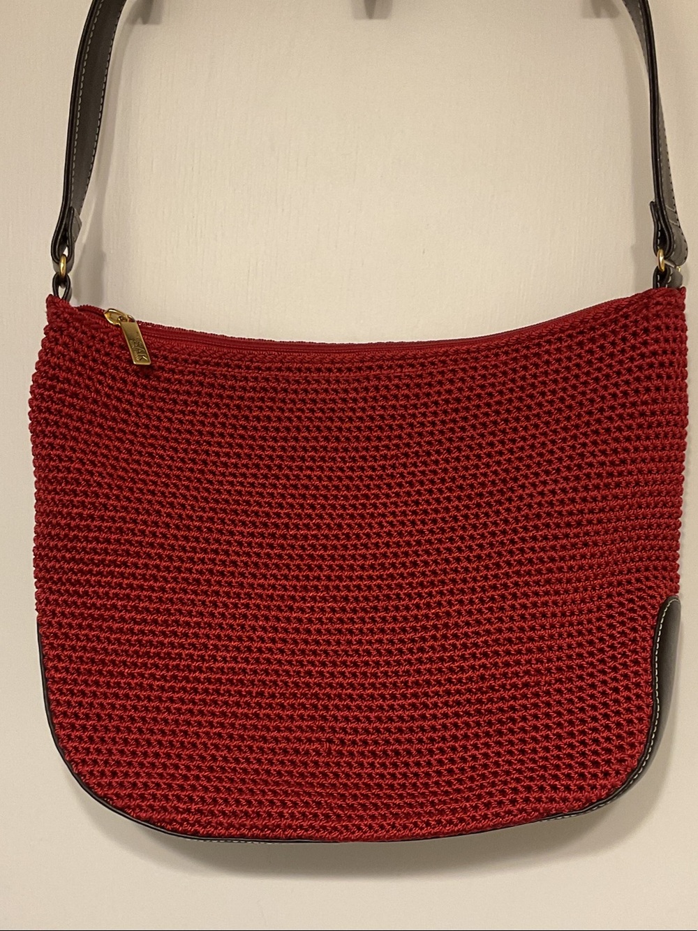 The SAK Textured Red Shoulder Bag with Black Trim